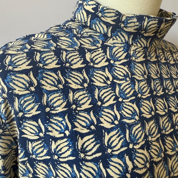 J MCLAUGHLIN NORA TOP TURTLENECK SANA BLUE SQUARE PATTERN MODERN LIGHTWEIGHT L - Picture 6 of 10